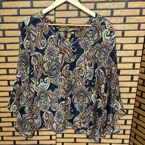 By & By Blue Paisley‎ Blouse Size Large